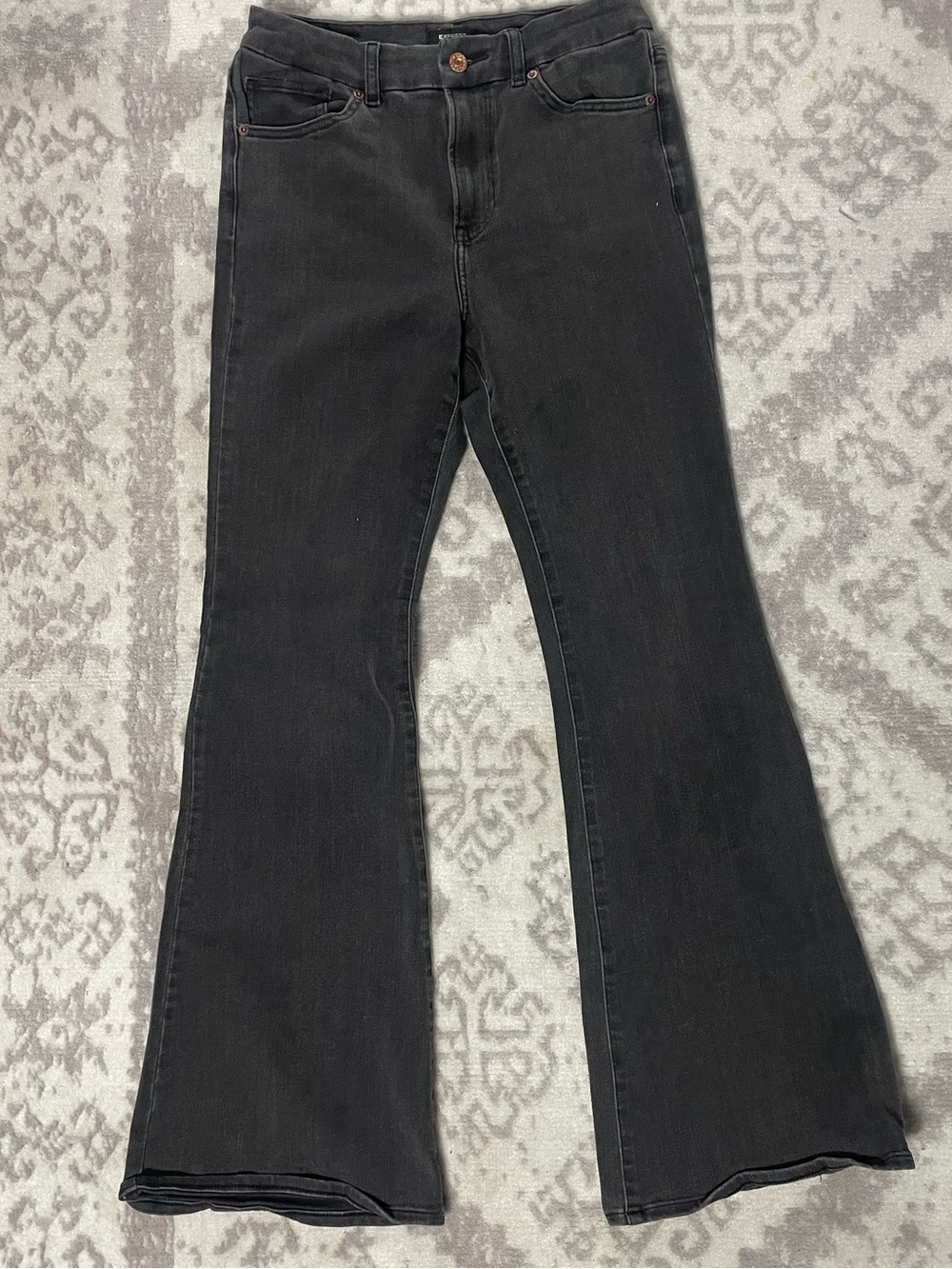 Express Black Flared Wide-Leg Jeans